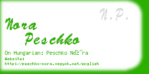 nora peschko business card